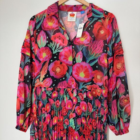 NWT Farm Rio x Anthropologie Pleated Drop-Waist Maxi Dress - Picture 7 of 12